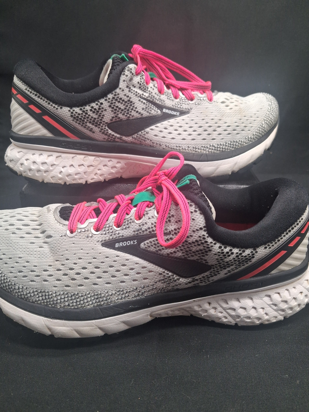 Brooks Women’s Ghost Running Shoes - Gray with Pink Laces
